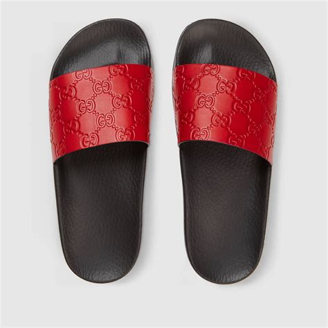 women's red gucci slides|Gucci slides with buckle.